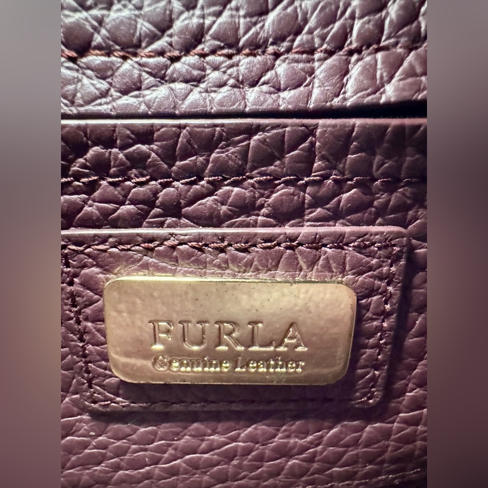 Furla Purple Leather Saddle Crossbody Bag - 7.5" x 6.5 - “Bordeaux” Mini Glenn - Picture 10 of 13